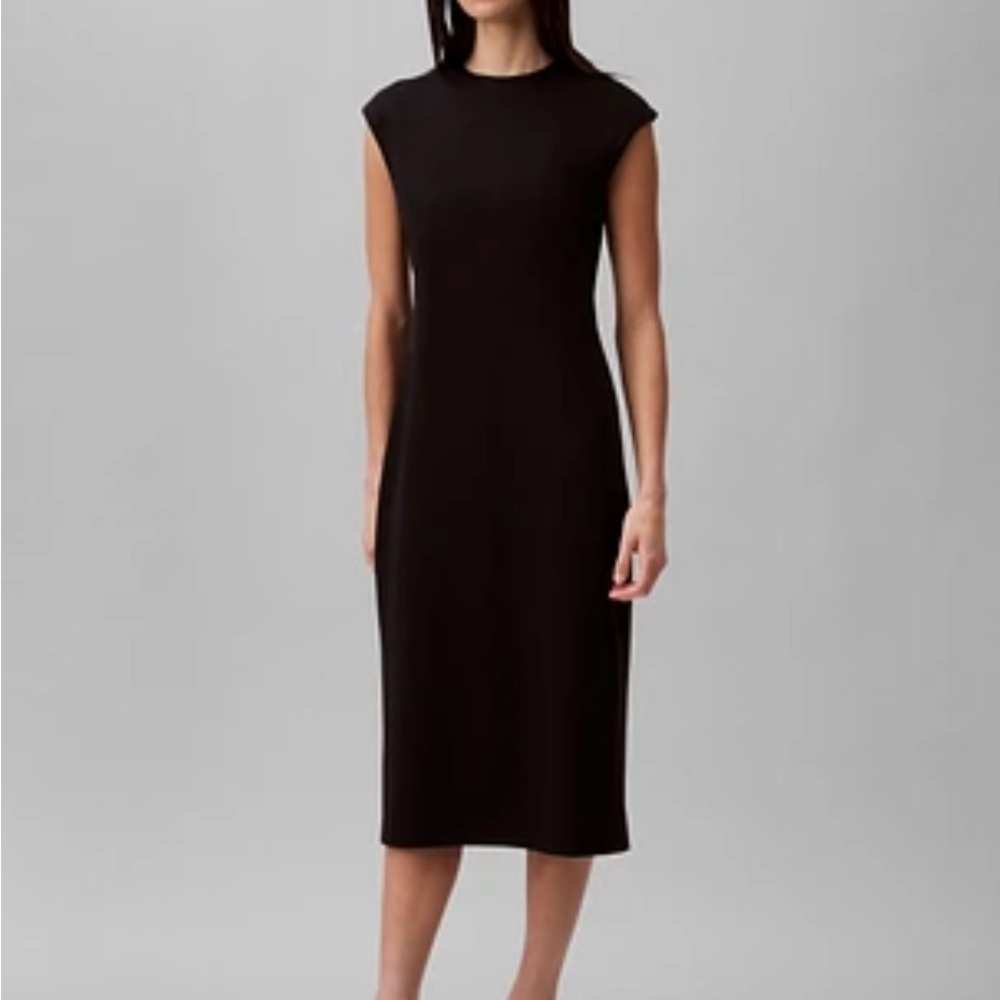 Calvin Klein Black Sleeveless Sheath Midi Dress